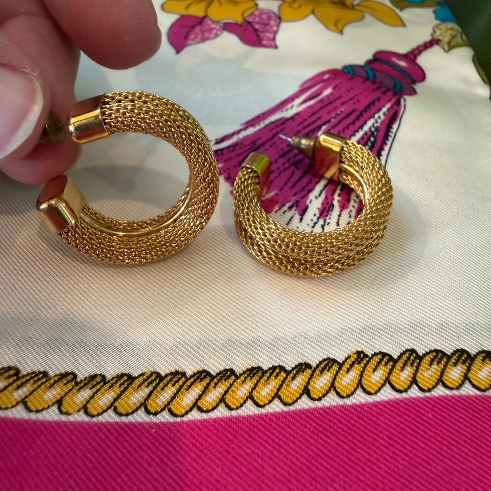 Vintage Gold Mesh Hoops